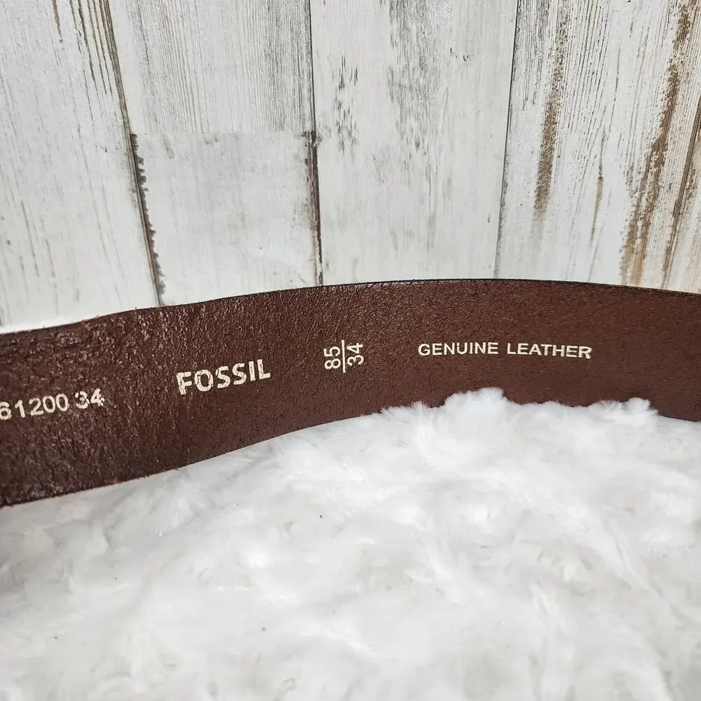 Fossil Leather Belt Brown Size 34